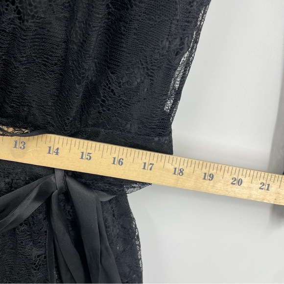 Mia Black lace slip dress bell sleeve belted Sz S 100% silk sz 46 US 12 - Picture 9 of 9